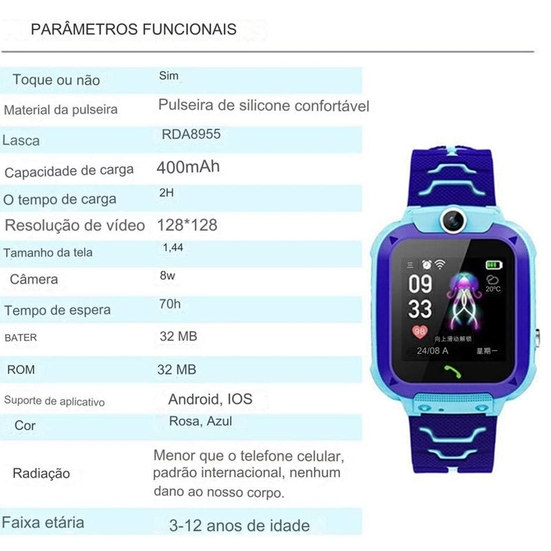 Relógio SmartWatch Infantil Q12 com Rastreador